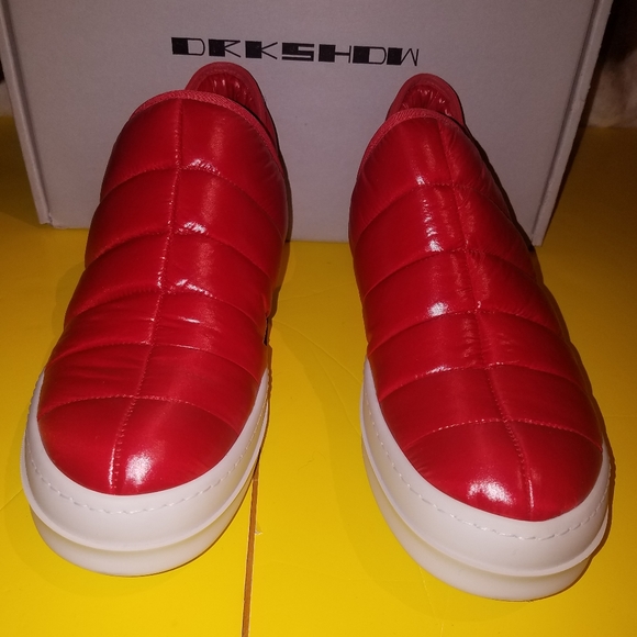 NWT. Rick Owens puffer quilted red down sneakers 41 - Picture 3 of 9